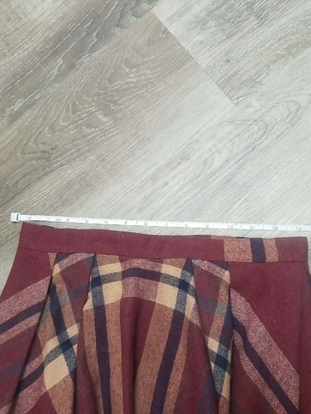 Vintage Burgundy Plaid Full Skirt - Picture 6 of 8